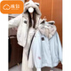 棉致韓系貓爪小惡魔耳朵座山雕連帽棉服女冬季加絨棉衣外套羽棉襖絨服 F69米色【高品質(zhì)】 L 110-125斤