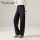 塔馳密司（touchmiss）2026春季新款時(shí)尚高腰寬松顯瘦垂感休閑直筒闊腿褲女 黑色 S 26