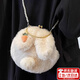 諄梧QC毛絨包包女新款秋冬百搭小眾兔子手提鏈條斜挎包毛毛包小圓包 兔嘰毛毛包【 米白20*5*20】