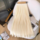 半身裙子女高腰垂感冬季2025新款a字百褶中長(cháng)裙洋氣顯瘦百搭氣質(zhì) 杏色 均碼 （80-150斤）