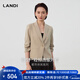 藍地（LANDI）[都市休閑系列]箱型短款捏褶七分袖西服外套女2025春夏新品 鎏金棕 S