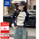 唐獅（TonLion）2025女立領(lǐng)拉鏈袖子拼接長(cháng)袖T恤 藏青 S 