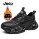 JEEP SPIRIT吉普男鞋黑武士新款秋冬加絨老爹鞋男士百搭休閑鞋網(wǎng)面透氣運動(dòng)鞋 5513913803C黑色【加絨】 41