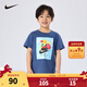 NIKE 耐克童裝男童純棉短袖T恤2025夏季氣球卡通圖案兒童短T上衣 鄉村藍 130 /64 【建議身高116-122cm】