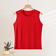 老太太本命年紅色背心女純棉寬松中老年人內衣媽媽內穿汗衫全棉 紅色純色-女士寬肩背心 3XL (建議150-180斤)