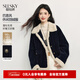 熙世界（sllsky）巴恩風(fēng)毛絨翻領(lǐng)拼接內膽白鴨絨羽絨服短外套2025冬裝新款新年禮物 深藏青 L