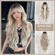 唐妮歐美新款中分假發(fā)女長(cháng)卷發(fā)大波浪漸變色整頂全頭套自然化纖假發(fā) 淺茶金（頂染）78CM 長(cháng)發(fā) +發(fā)網(wǎng)