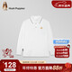 暇步士（Hush Puppies）童裝男童polo衫25秋兒童學(xué)院風(fēng)長(cháng)袖T恤休閑上衣 本白    130   