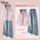 迪士尼（Disney）童裝時(shí)尚兒童套裝2026春季新款韓版女童牛仔闊腿褲網(wǎng)紅女孩春裝