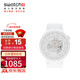 斯沃琪（Swatch）瑞士手表 陶瓷腕表 BIG BOLD皓月白 新年禮物潮流石英表SB03W100