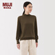 MUJI女式 羊毛可水洗高針距半高領(lǐng)毛衣 女款 針織衫 25年冬季女裝 卡其綠 M (160/84A)