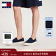 TOMMY JEANS25春夏新款男懶人一腳蹬輕便船鞋運動(dòng)休閑鞋帆布鞋 【01366】藏青色C1G 41