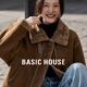 百家好（Basic House）Basic House/百家好仿羊羔毛翻領(lǐng)外套女冬季軟糯保暖復古休閑上衣 咖色 M