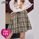 妖精的口袋「彩色榛巧」涂鴉格子高腰半身裙女2025秋季新款百褶裙學(xué)院風(fēng)短裙 涂鴉咖啡格 M