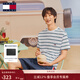 TOMMY JEANS【重磅厚實(shí)】春夏男女情侶純棉條紋針織刺繡圓領(lǐng)短袖T恤上衣 白綠條紋YBR M （推薦：135-150斤）