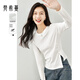 梵希蔓春秋打底衫可外穿2025新款黑白內搭長(cháng)袖t恤女修身收腰上衣 M3289 米白色 M