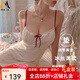 MOXTOC性感吊帶睡裙女夏季冰絲薄款甜美田園風(fēng)帶胸墊睡衣女情人節禮物 田園 M （建議90~105斤）