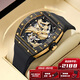 布加迪（BONEST GATTI）長(cháng)城系列手表德國碳纖維男士浮雕全自動(dòng)機械表輕奢酒桶型表BG9003