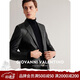 卓凡尼·華倫天奴（GIOVANNI VALENTINO）商務(wù)男士真皮皮衣外套西裝純色綿羊皮西服 黑色 L