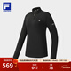 FILA 斐樂(lè )25冬季新款健身運動(dòng)半拉鏈瑜伽跑步內搭加絨保暖女子長(cháng)袖T恤 【加絨款】深黑-BK XL 175/92A/XL