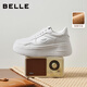 百麗（Belle）沈月同款步步糕厚底小白鞋女商場(chǎng)新款增高加絨休閑板鞋E7J1DAM6 米白色（6CM跟高）【沈月同款】 37 (235mm)