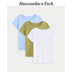 Abercrombie & Fitch經(jīng)典小麋鹿圖案美式棉質(zhì)3件組合裝短袖T恤上衣26春女裝139-5758 白色多色 S (165/88A)