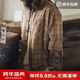 馬登工裝美式復古格子襯衫男外套大地色格紋純棉長(cháng)袖男士襯衣夏季薄款 淺棕色 【格子衫/寬松/外穿寸衫】 L (175)