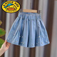 G.duck女童牛仔珍珠短褲裙夏季新款中大童女孩時(shí)髦半身裙百褶裙兒童裙褲 珍珠裙褲 淺藍色 130 身高120125cm