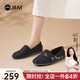 快樂(lè )瑪麗（J&M）休閑鞋女春季平底帆布鞋一腳蹬布鞋百搭懶人通勤單鞋 黑色 37 