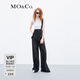 MO&Co.寬松直筒側開(kāi)叉顯瘦美式復古休閑牛仔背帶褲摩安珂 牛仔黑色 S 160