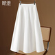 她池高腰捏褶純色半身裙女2026春裝新款優(yōu)雅氣質(zhì)中長(cháng)款傘裙