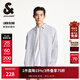 杰克·瓊斯（JACK&JONES）百搭時(shí)尚簡(jiǎn)約潮條紋logo織布尖領(lǐng)長(cháng)袖襯衫外套上衣男裝225205003 A06本白色 常規 M