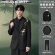 聲猴新中式刺繡西服外套男訂婚結婚男士休閑套裝修身穿搭禮服墊肩西裝 西服外套+黑襯衫+黑西褲【三件套】 XL