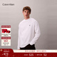 Calvin KleinJeans25秋季新款男士休閑通勤ck刺繡純棉寬松打底長(cháng)袖T恤上衣 YAF-月光白 M