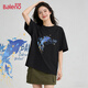 班尼路（Baleno）寬松短袖t恤女2026新款夏季潮牌天藍色打底衫女款簡(jiǎn)約純棉上衣服