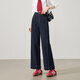 逸陽(yáng)（ESE-Y）九分寬邊直筒牛仔褲女2026年春季新款分割顯瘦闊腿褲子 深藍色 27