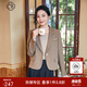 固執（OBSTINATE）【特價(jià)】高級感西裝女秋冬新款學(xué)院風(fēng)職業(yè)教師小個(gè)子日常通勤大衣 卡其色 L 170/88A