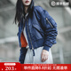馬登女裝MA1飛行員夾克棉服秋季加厚保暖棒球服棉衣女士工裝外套短款 寶藍色 M