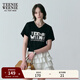 Teenie Weenie小熊女裝T恤夏新款寬松舒適簡(jiǎn)約休閑時(shí)尚個(gè)性V領(lǐng)短袖 黑色 S