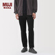 MUJI 男式 彈力絲光斜紋 修身褲 男士長(cháng)褲子男裝25年春秋季 AE0XSA5A 黑色 M (79cm(175/78A))