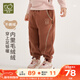 拉比兒童束口長(cháng)褲不倒絨彈力加厚加絨保暖2025秋冬新款男女童褲子 咖啡色 100 cm