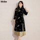 慕姍詩(shī)怡（MsShe）【新中式刺繡絲絨旗袍】大碼女裝2025冬裝水貂毛亮絲連衣裙 黑色現貨 3XL
