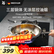 WMF福騰寶無(wú)涂層不銹鋼炒鍋304不銹鋼平底電磁爐明火通用金剛32cm
