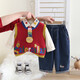 五小七童裝男童春秋季套裝新款兒童毛衣秋裝時(shí)尚男寶寶衣服三件套 SJ8317款 紅色 110 尺碼4~5歲cm