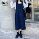班尼路（Baleno）S&K系列寬松休閑減齡背帶裙2025秋冬新款韓系簡(jiǎn)約百搭女士中長(cháng)裙