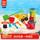 Hape兒童沙灘玩具 挖沙玩具鏟折疊桶工具車(chē)灑水壺  玩沙套裝男孩女孩 冒險4件套+挖沙車(chē)+沙漏+鏟子水壺