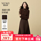 熙世界（sllsky）淑女風(fēng)連衣裙長(cháng)裙通勤女裝裙子漂亮冬季新款修身顯瘦秋冬裙 咖啡色 2XL