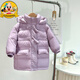 R.DUCKKIDS冬季新款兒童中長(cháng)款防寒棉服冬裝中小童寶寶洋氣連帽外套 紫色  140 按身高拍大一碼