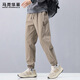 馬克華菲（MARK FAIRWHALE）休閑褲男士冬季潮牌束腳工裝褲子男哈倫褲男褲長(cháng)褲 卡其色 3XL
