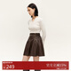 VEROMODA 半身裙2024早秋新款高腰系帶A字短皮裙百褶裙時(shí)尚休閑324316030